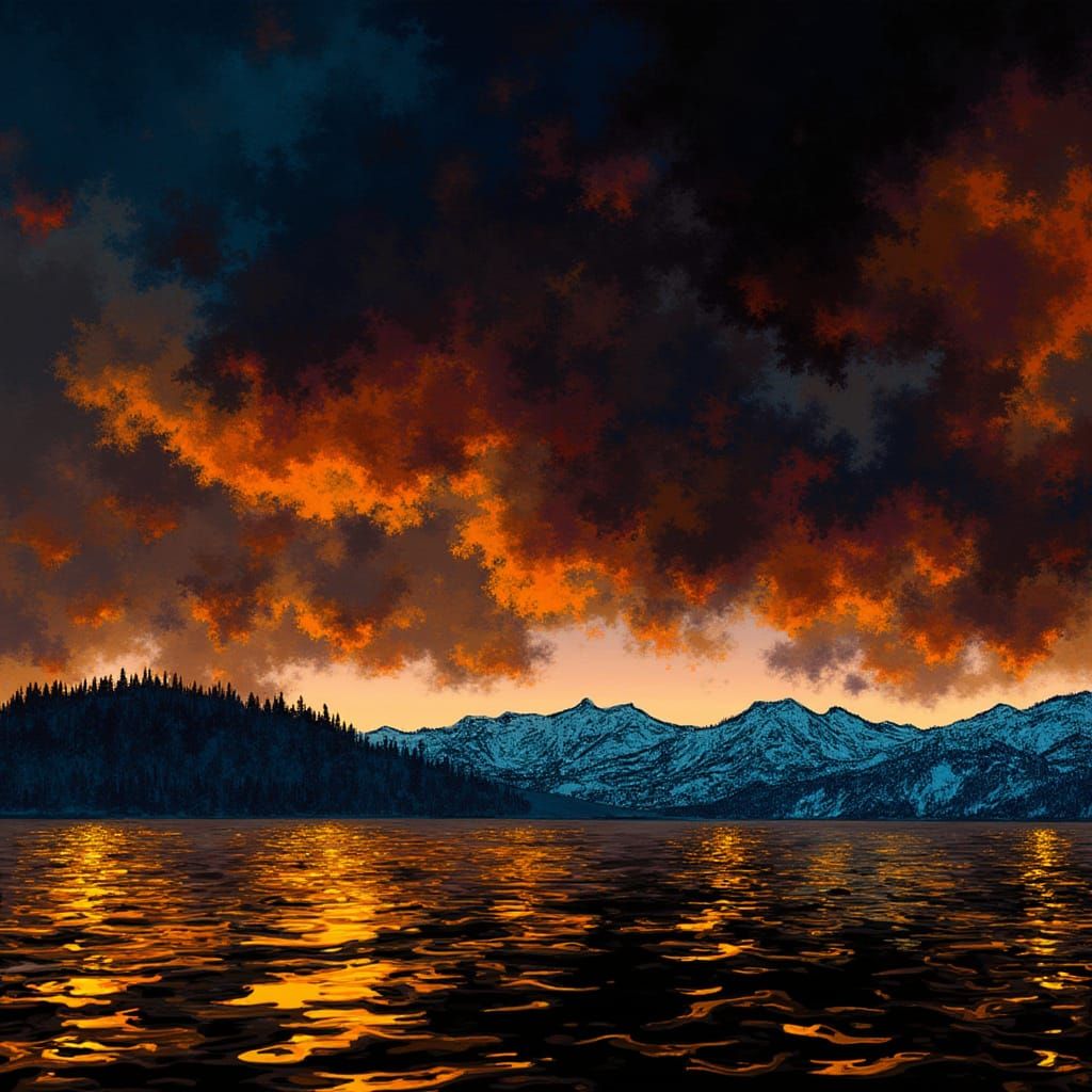 Dramatic Evening Sky in Expressive Brushstrokes