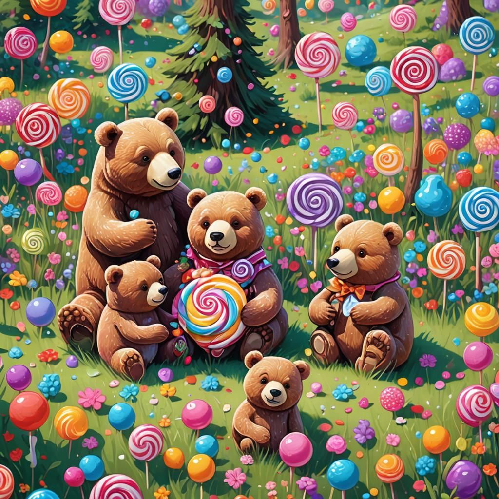Care Bears Picnic in Candyland: Digital Illustration