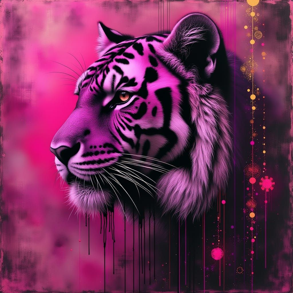 Vibrant Tiger in Ethereal Landscape