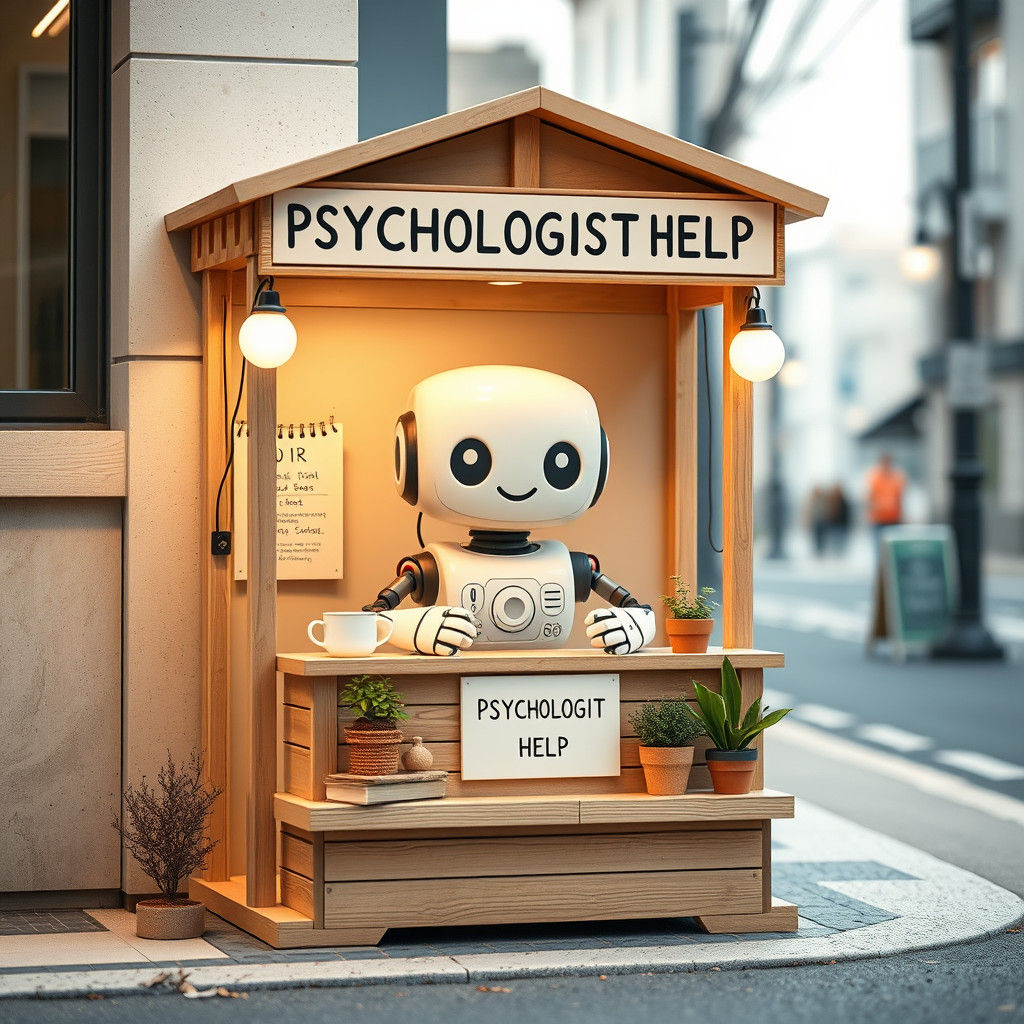 Cute Robot Offers Psychological Support at Street Stand