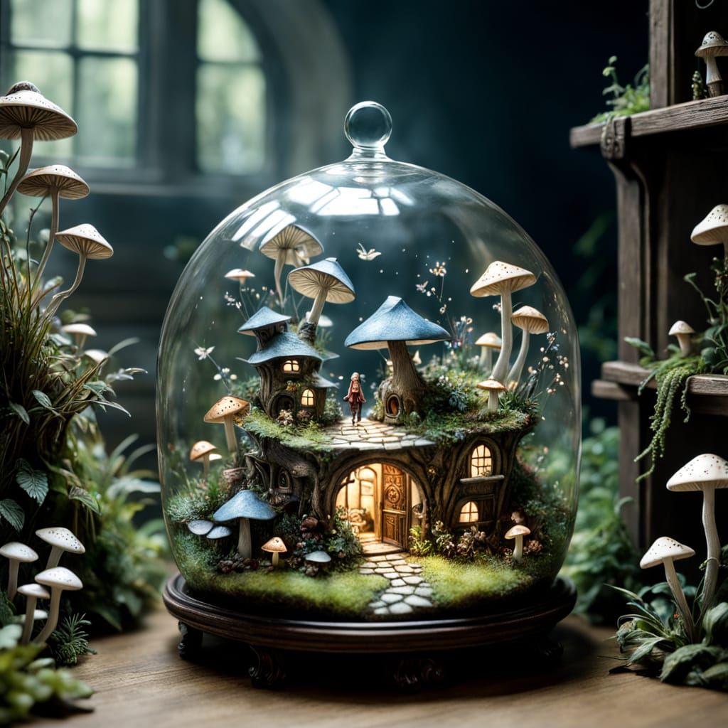 Whimsical Miniature World with Fantastical Creatures