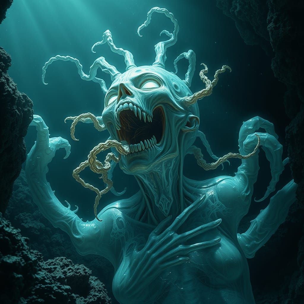 Ancient Ocean Entity Frozen in Silent Scream
