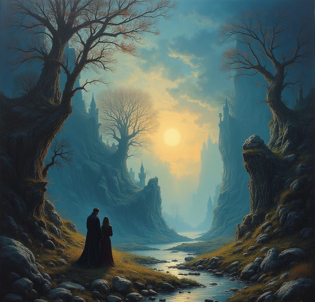Ethereal Landscape in Mystical Realism Style
