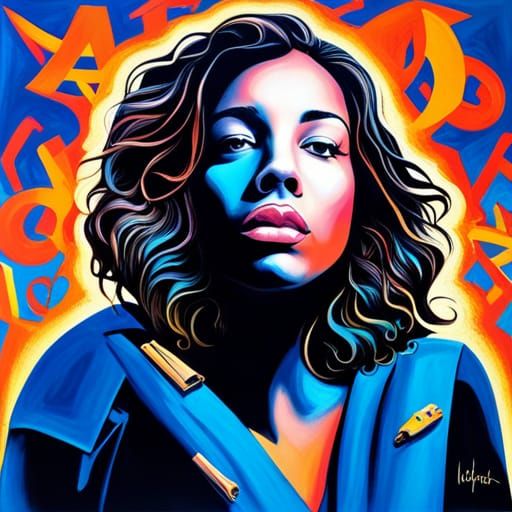 Activist Portrait in Street Art Style