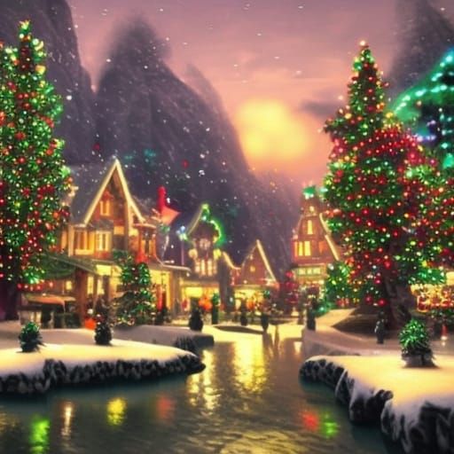 Fantastical Christmas Town: Detailed Matte Painting