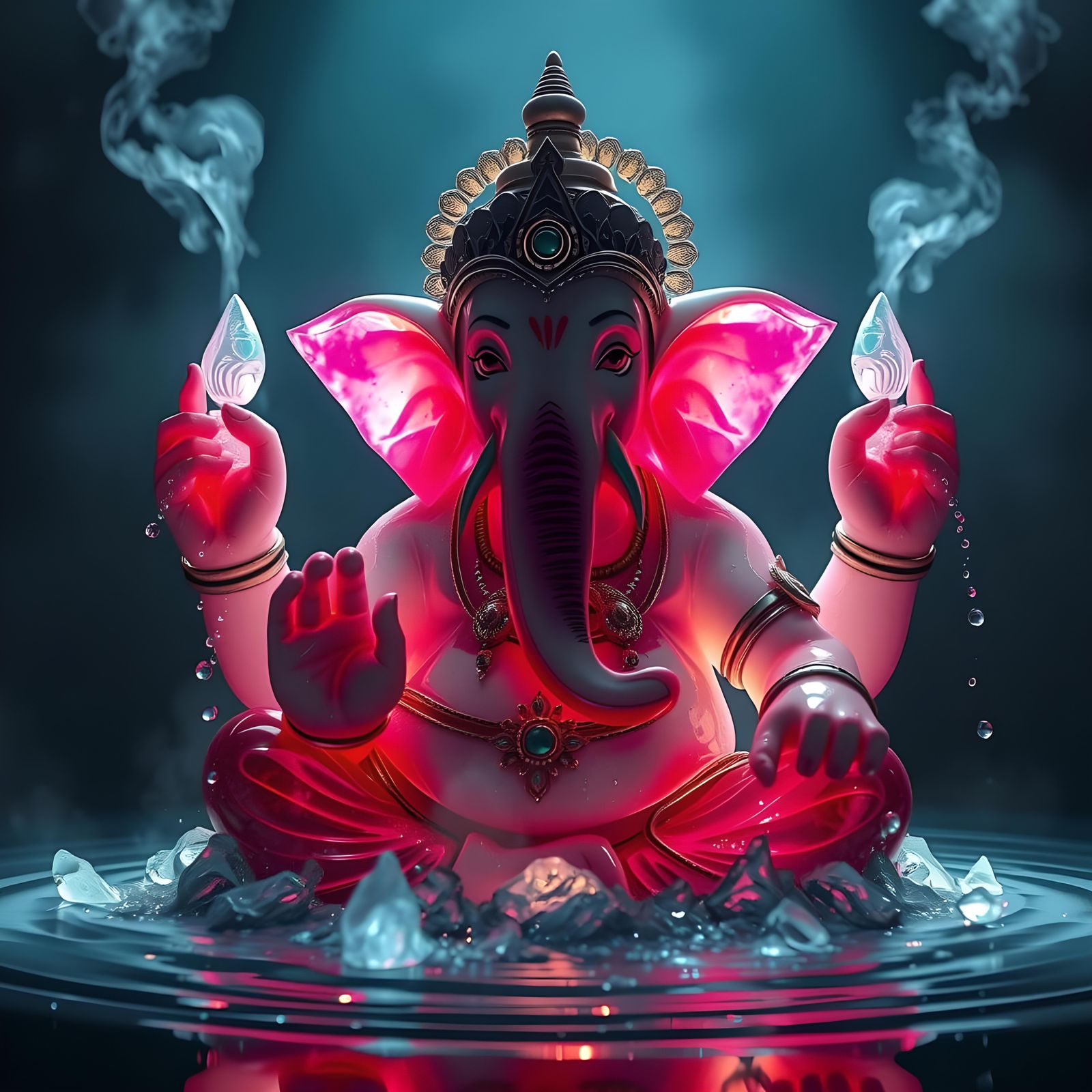 Jade Ganesha Digital Illustration in 3D