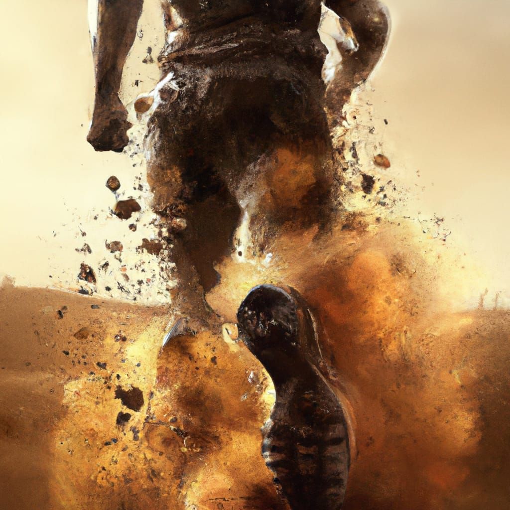 Boots Running in Dirt: Hyperdetailed Art Portrait