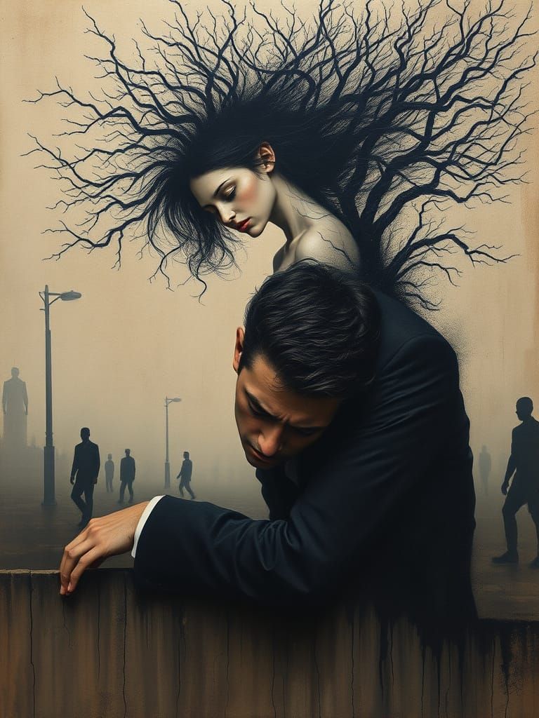 Surreal Dreamscape in Dark Romantic Oil Painting Style