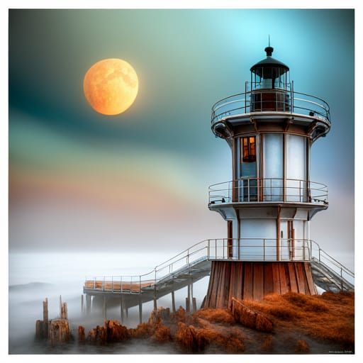 Race Point Lighthouse in Steampunk Art Nouveau Style