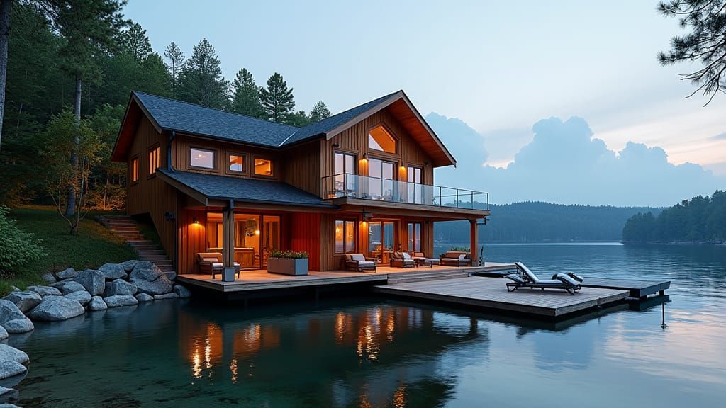 Modern Cottage on Muskoka Lakes with Boathouse