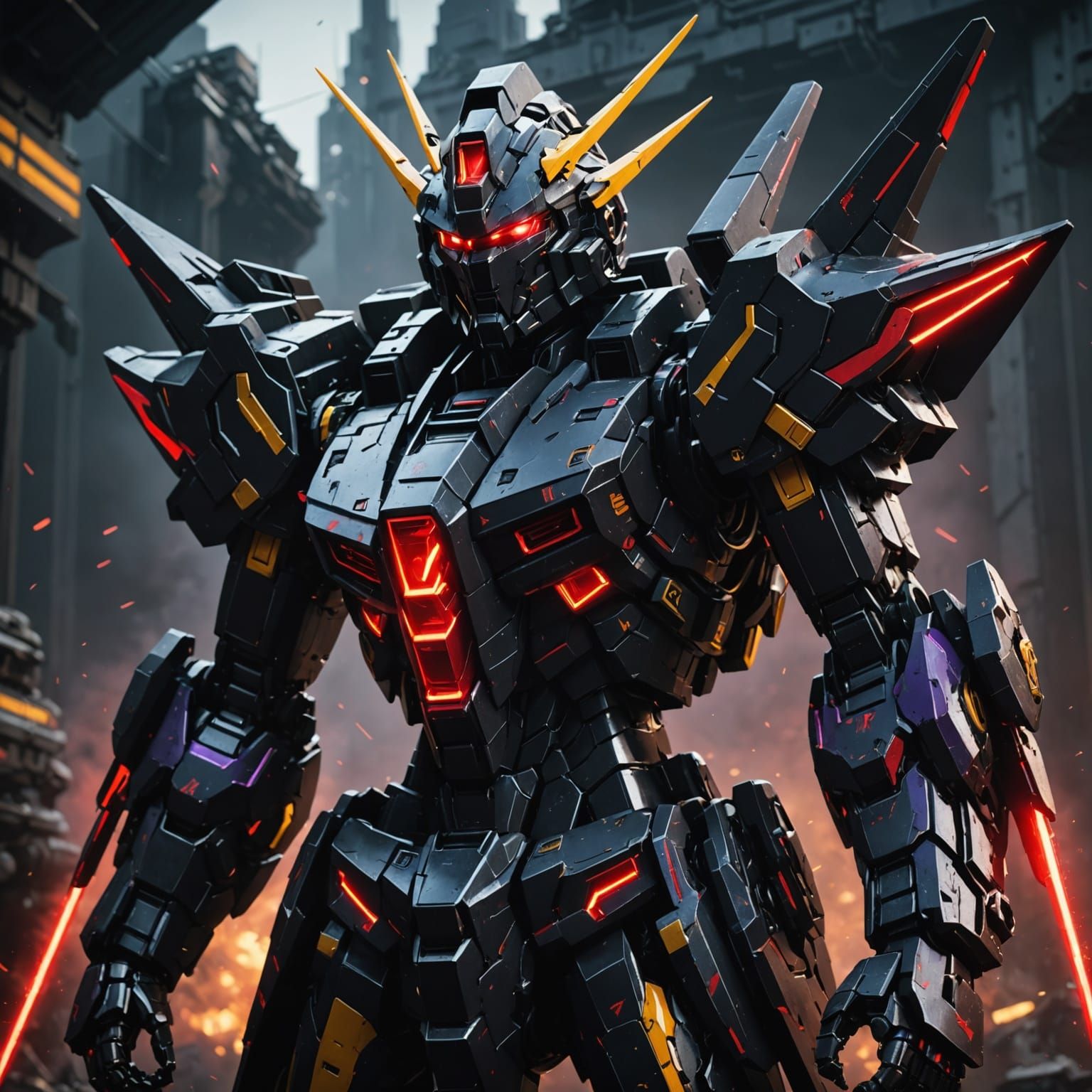 Gundam Masterpiece in Dark Fantasy Cyberpunk Style