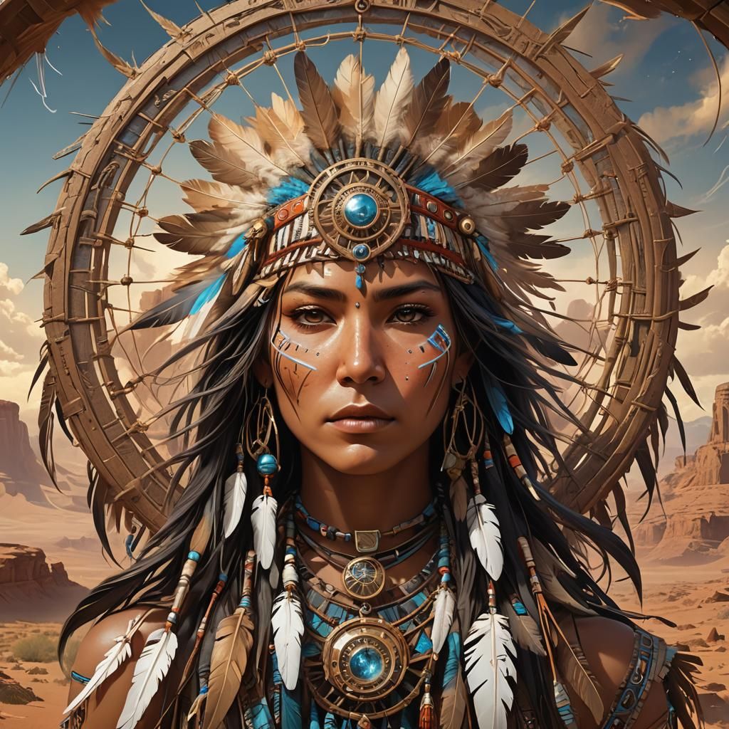 Ornate Stargate Dreamcatcher with Thunderbird, Hyperdetailed...