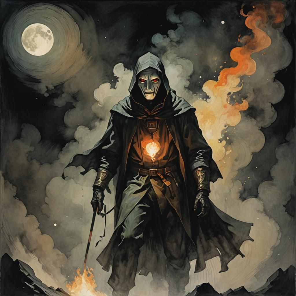 Psychedelic Masked Figure in Stoner-Art Style