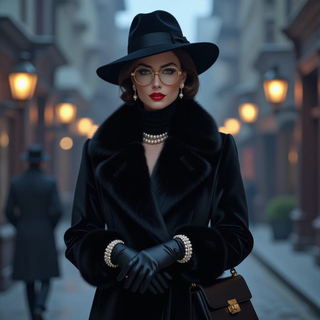 Film Noir: Woman and Thief in Cyberpunk Style