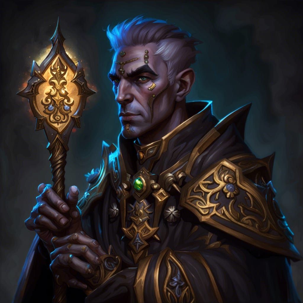 Forsaken Priest with Benediction Staff, Hyperrealistic Art