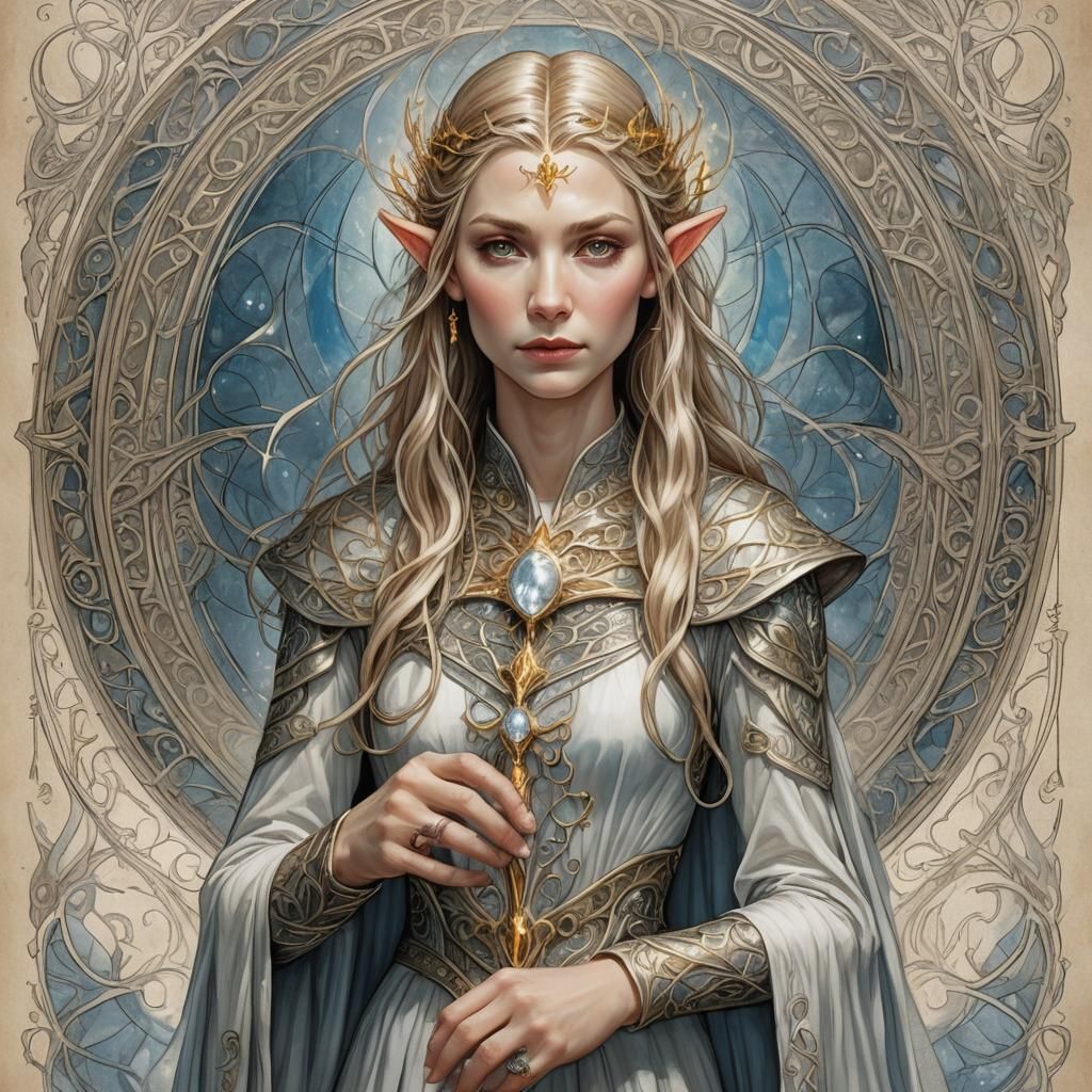 Majestic Elf Queen Galadriel Portrait in Legendarium Style