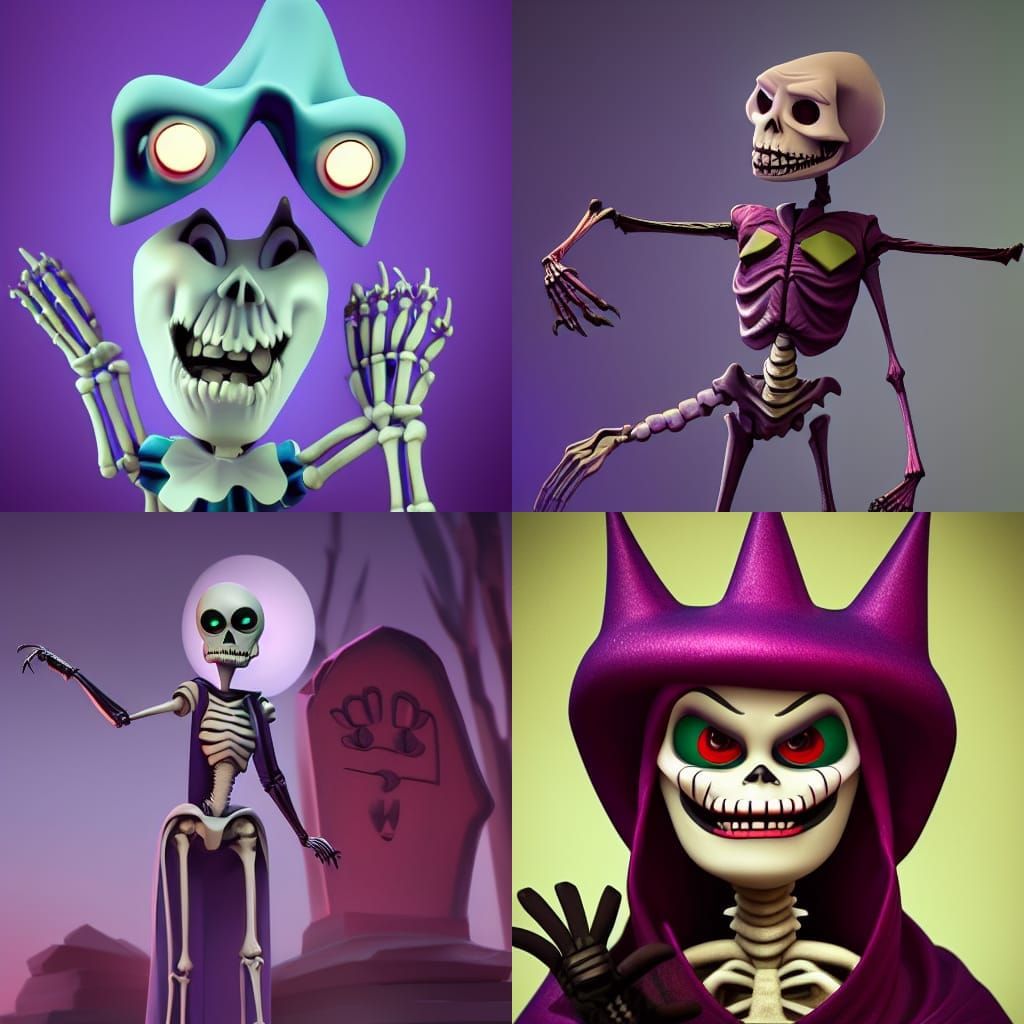 Evil Skeleton Queen in Pixar Style