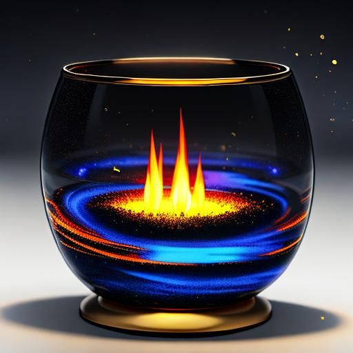 Glass Fire with Black, Red, Gold and Blue
