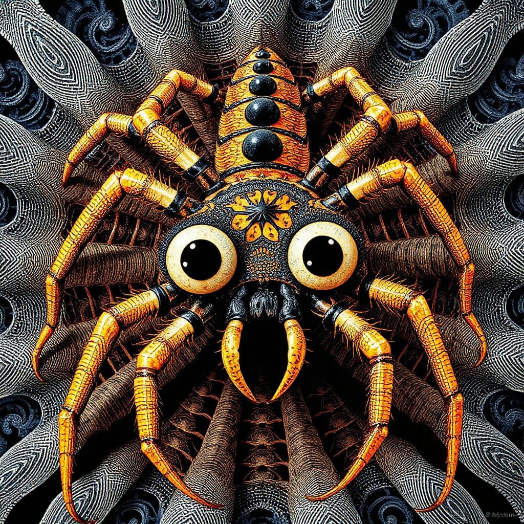 Demonic Centipede, Surrealism, Bold patterns, Compound eyes, Salvador Dalí, Philippe Druillet