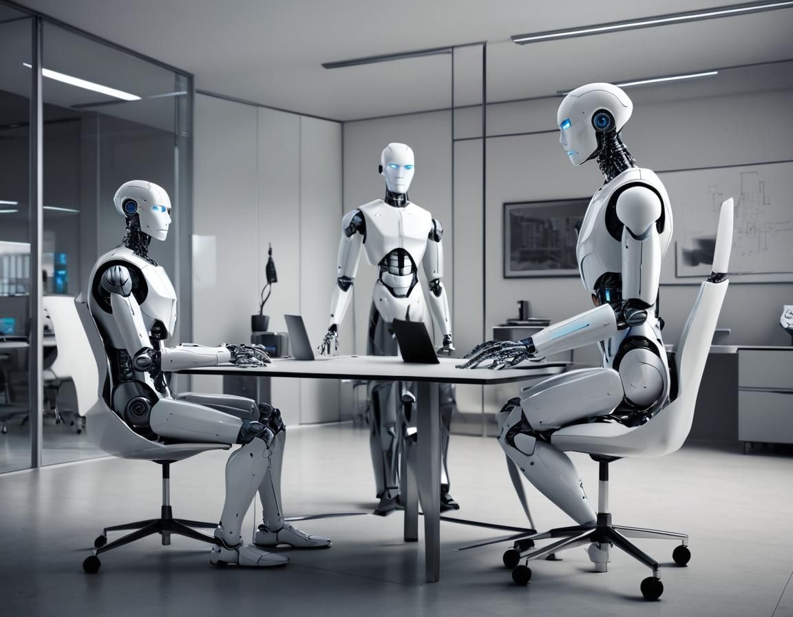 Humans and Robots Negotiate in Futuristic Office Space