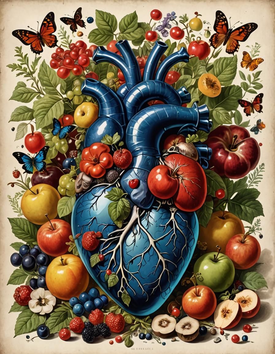 Glass Heart Still Life in Gouache Style