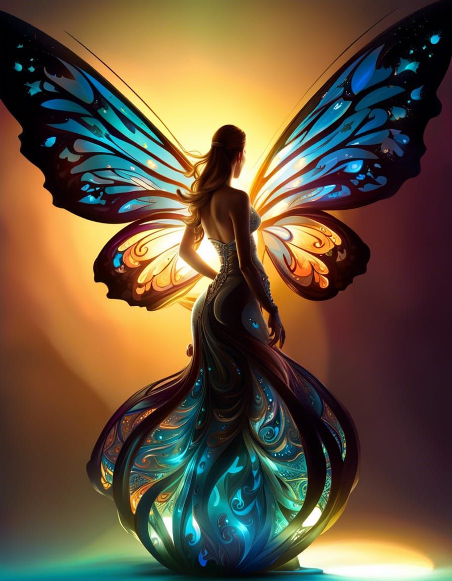 Glass Fairy Goddess in Fractal Mushroom World