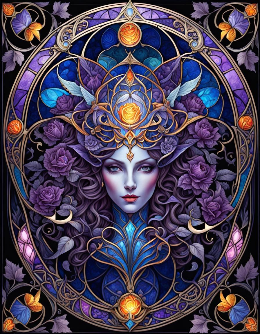 Night demon glass art