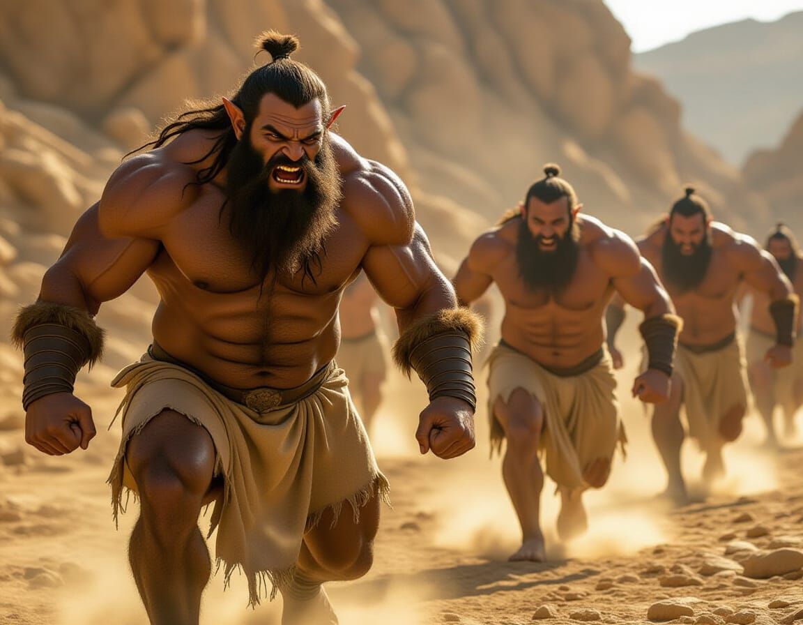 Hyperrealistic Cave Trolls in Golden Hour Glamour