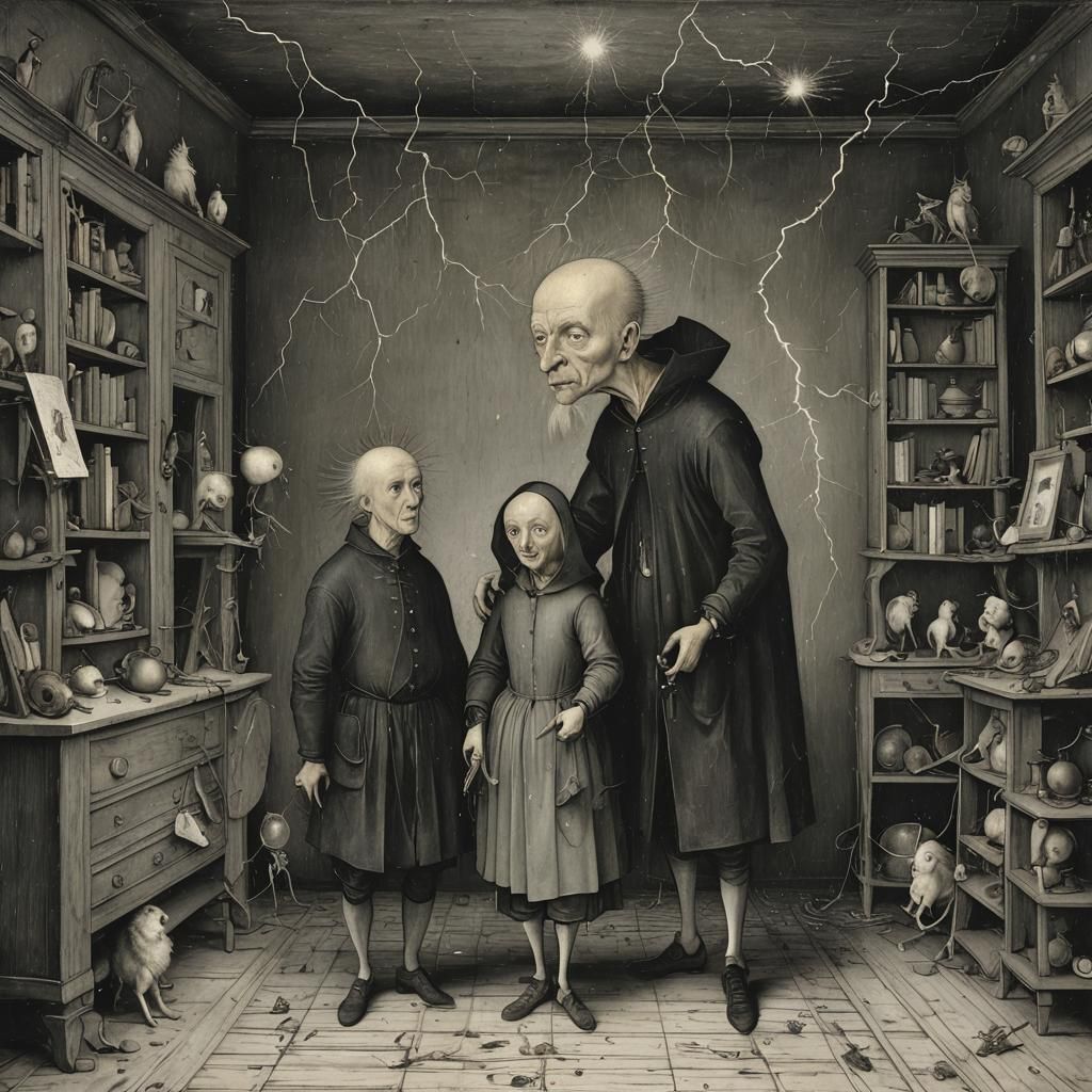 Surreal Thunderstorm Inside House, Inspired by Bosch