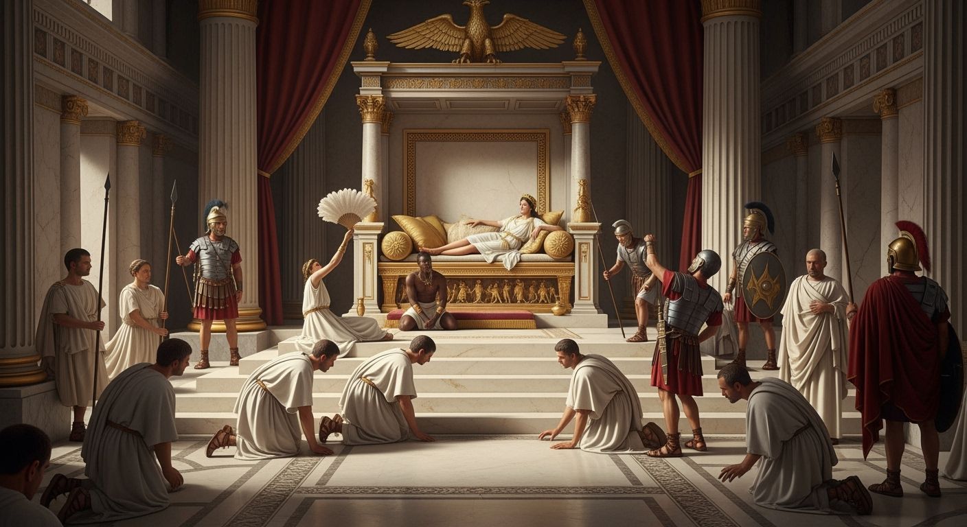 Opulent Ancient Rome Palace Throne Room Scene
