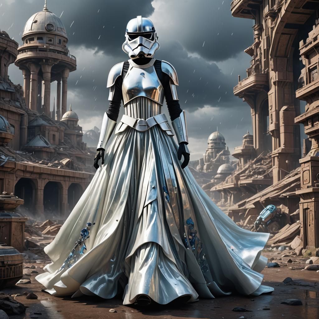 Opalescent Stormtrooper Gown in Fantastical Style