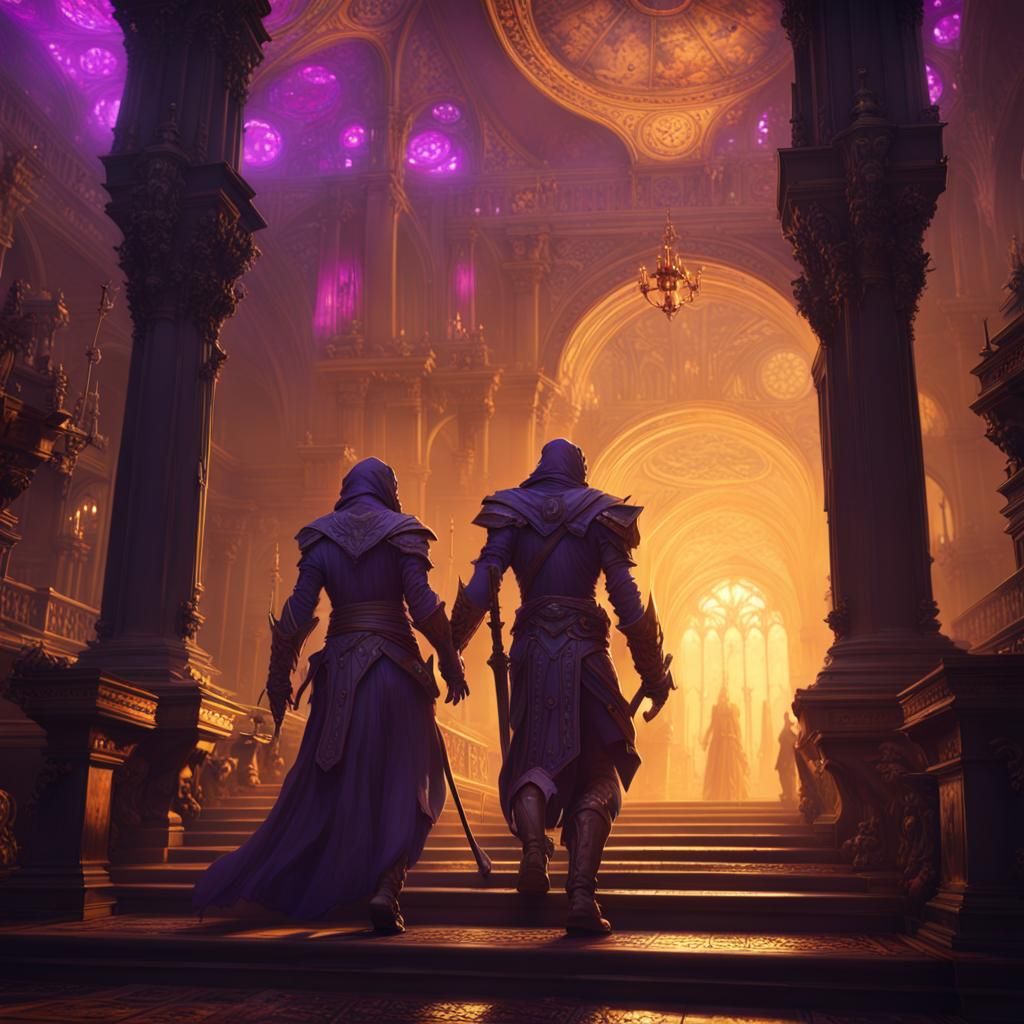 Epic Dark Fantasy Art in Purple and Yellow