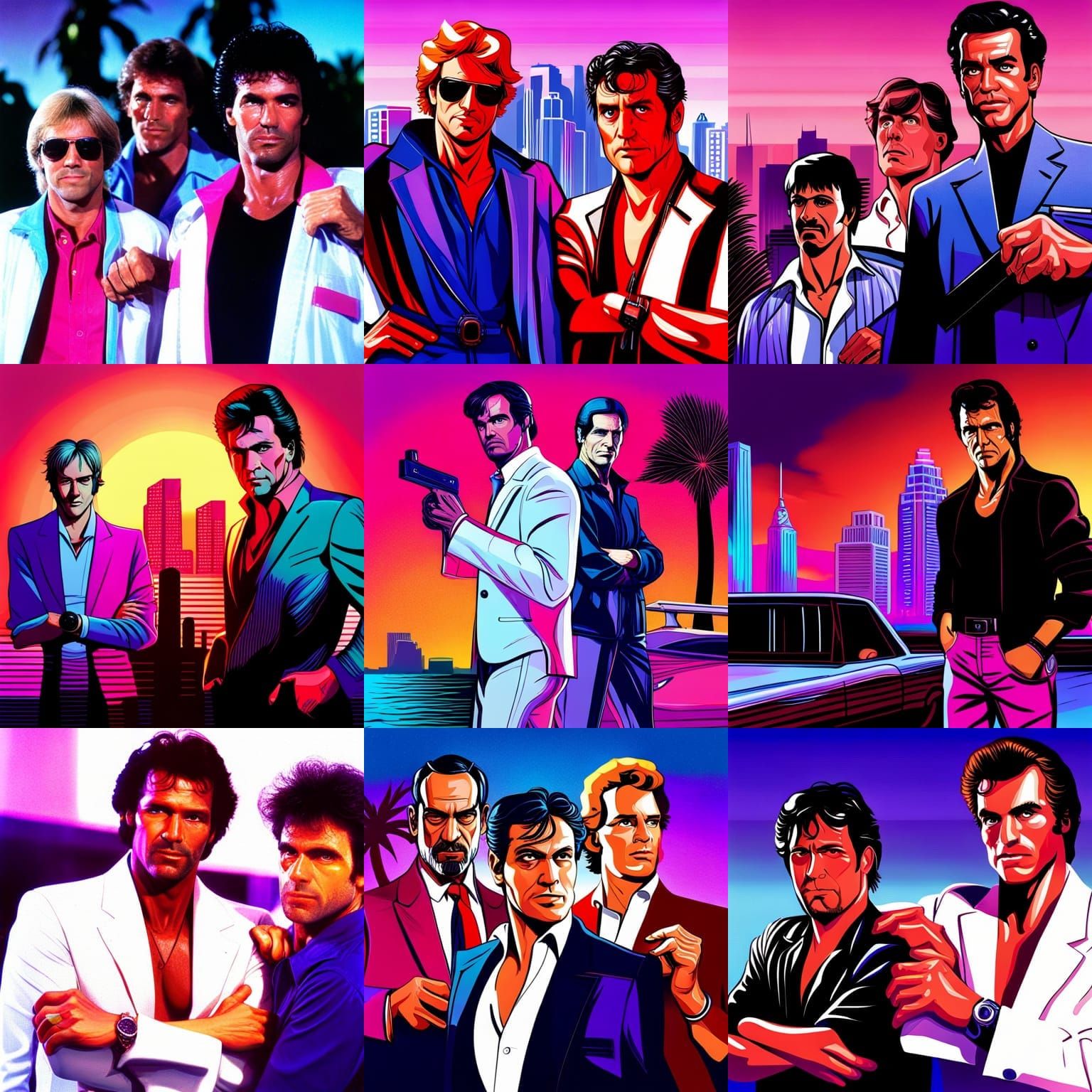 1980s Synthwave Miami Vice Scene