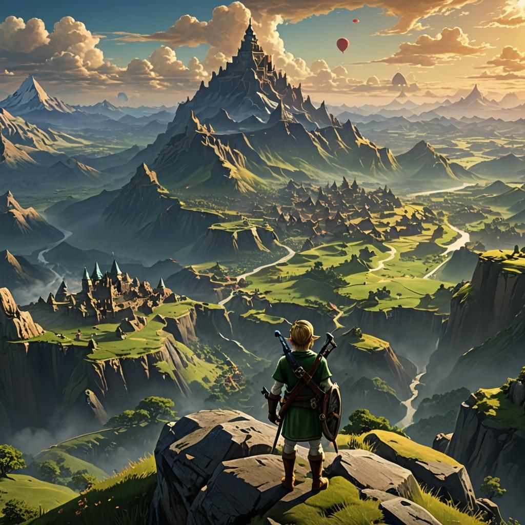 Link Overlooks Hyrule: Fantasy Concept Art