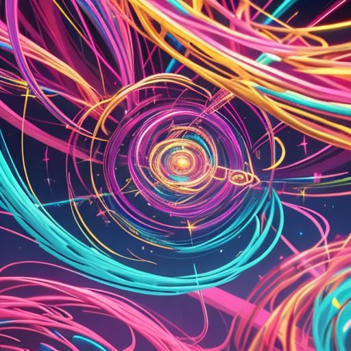 Vibrant Digital Art: Spaghetti Music in Pink and Turquoise