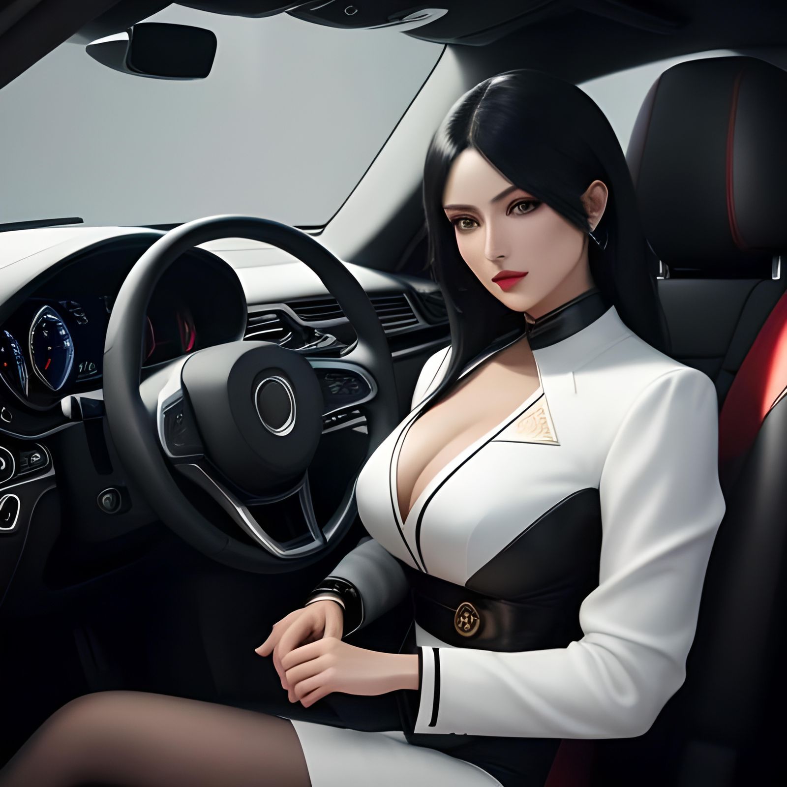 News Presenter in Luxury Car, 3D Render