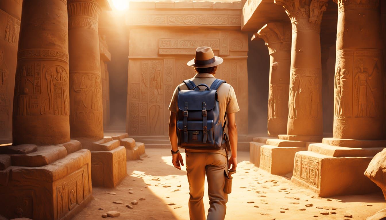 Explorer an Egyptian tomb