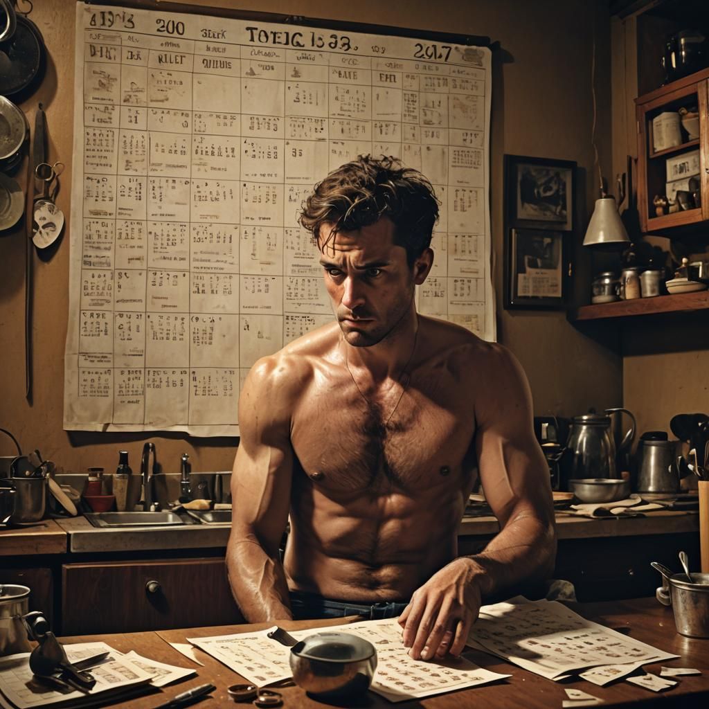 Ominous Calendar Portrait in Dark Academia Style