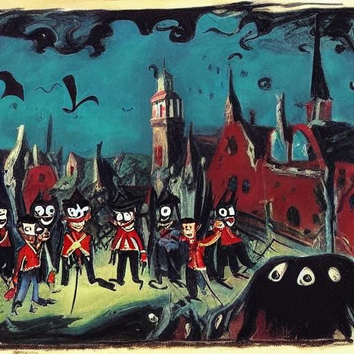 Vampire Tournament in Expressionist Animation Style