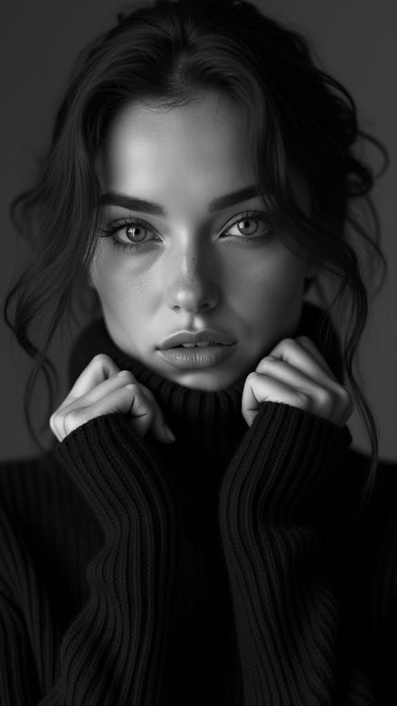 Striking Woman in Monochrome Elegance