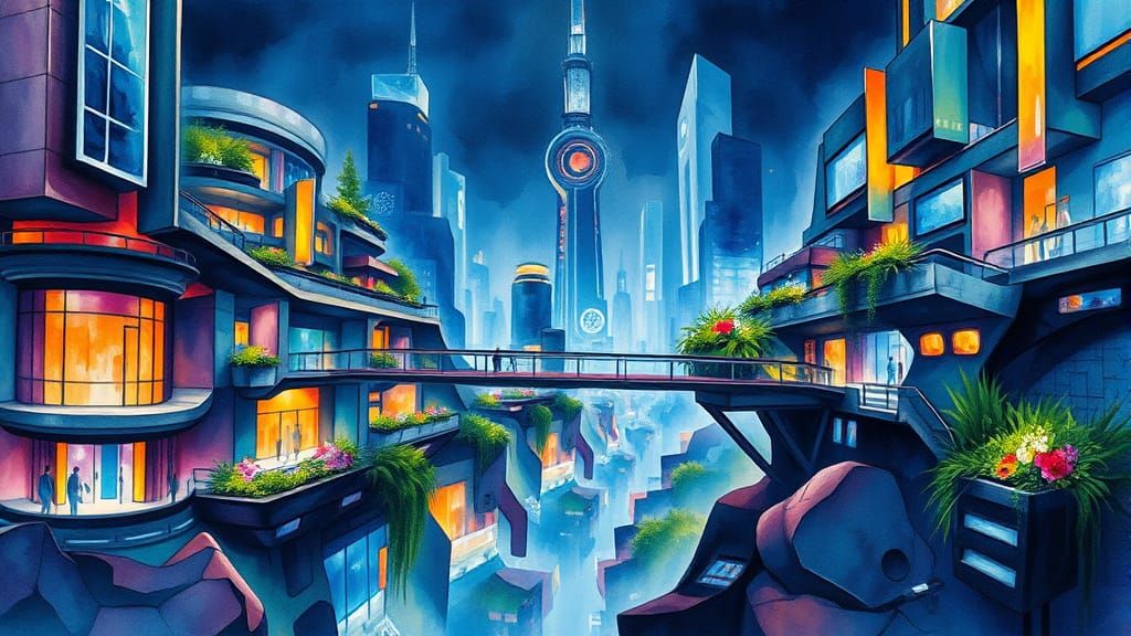 Futuristic Cityscape Unveiled Under Starry Night Skies