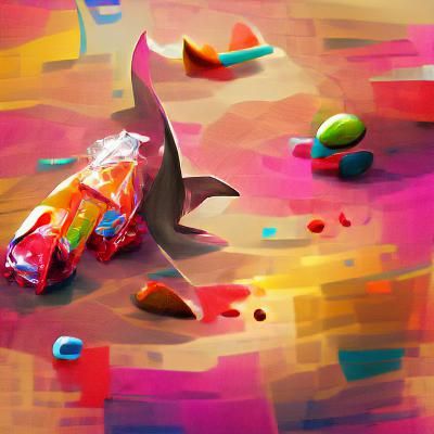 Shark in Candy Land: Colorful Abstract Concept