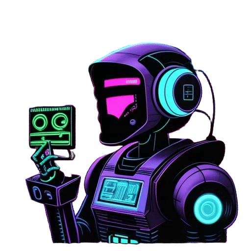 Toy Robot Propaganda Poster in Retro-Futuristic Style