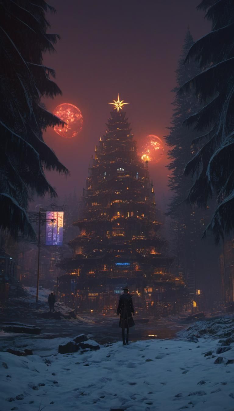 Steampunk City at Night in Digital Art Style