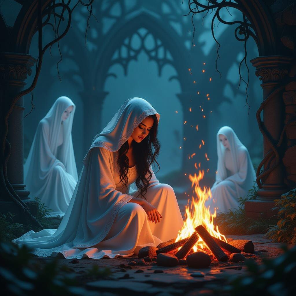 Enchanting Maiden in Gothic Setting as Detailed 3D Art