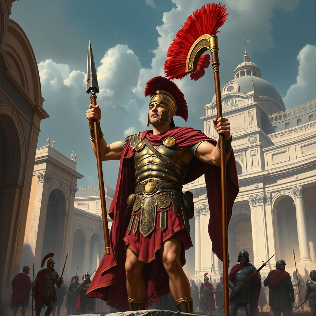 Roman Legionnaire in Diocletian-Era Cityscape