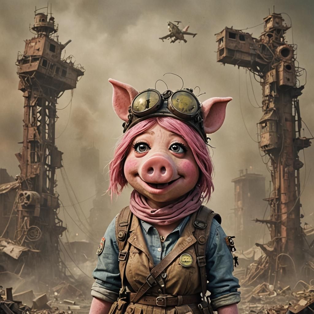Miss Piggy as Human in Apocalyptic Wasteland