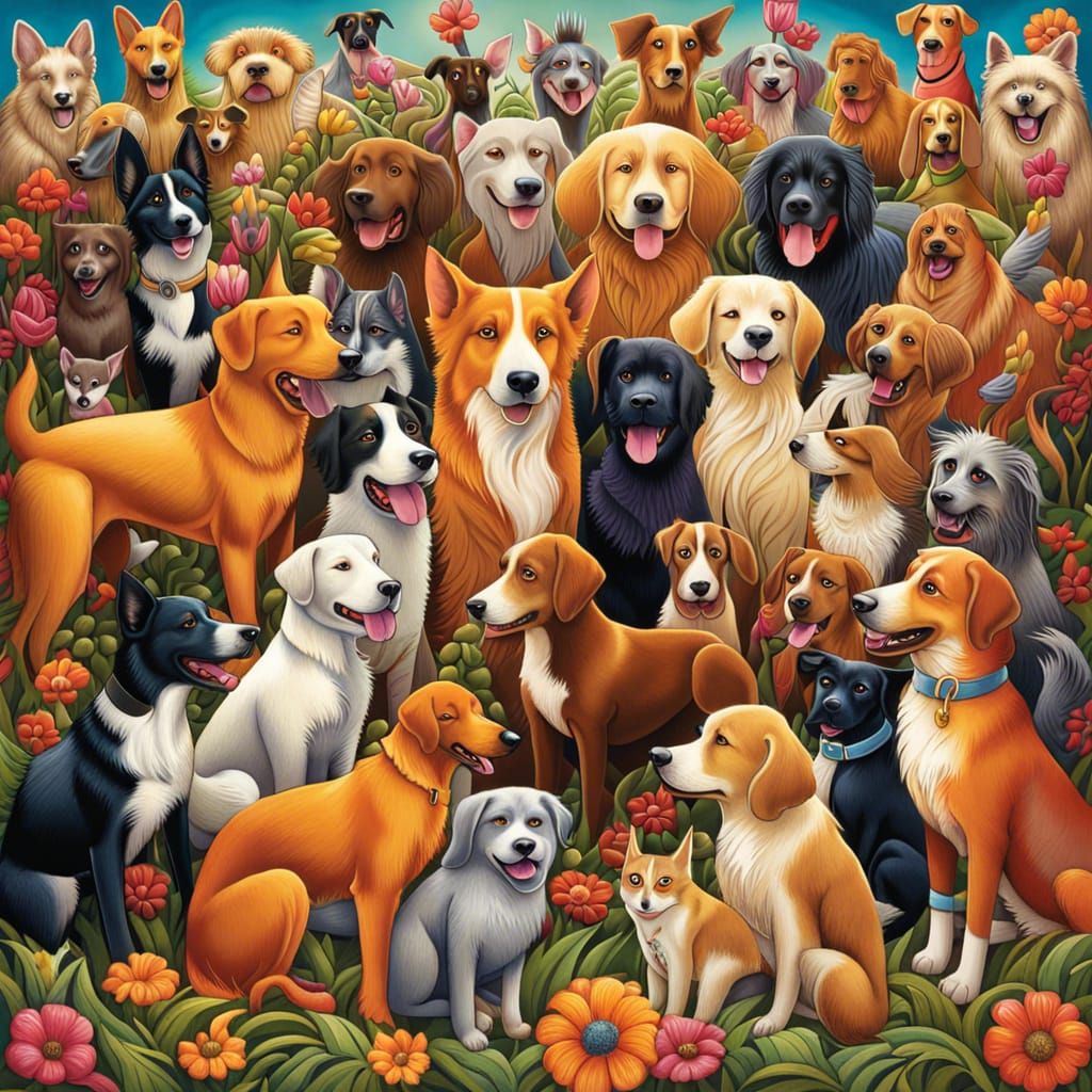 Happy People and Dogs at Rescue Shelter