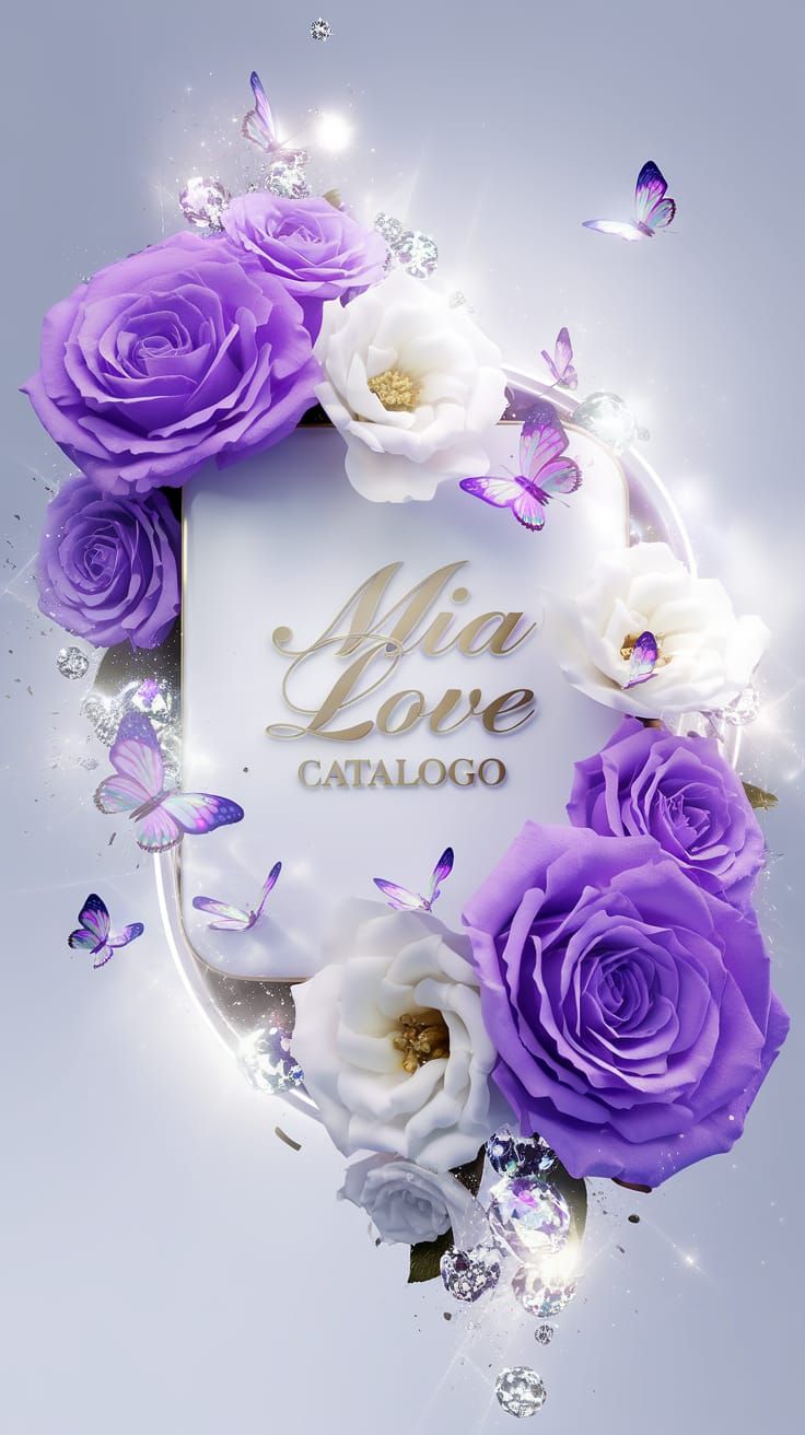 Luxurious 3D Card with Flowers and Diamonds