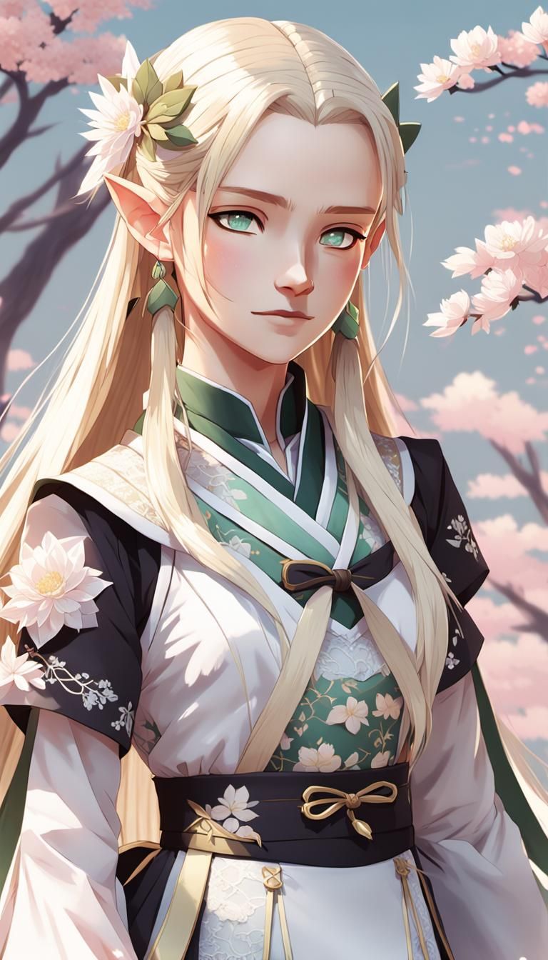 Legolas as Anime Maid: Digital Art Portrait